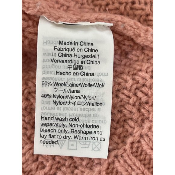 J Crew Cable Knit Patchwork Wool Blend Tunic Sweater K2428 Seashell Pink Small - Picture 9 of 11
